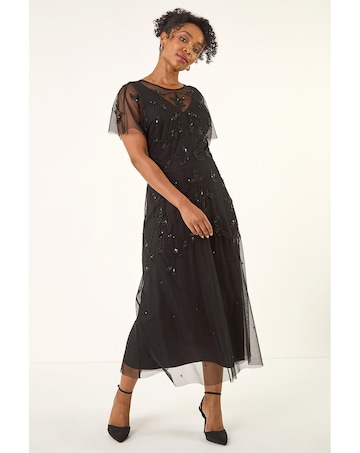 Roman Petite Embroidered Layered Dress