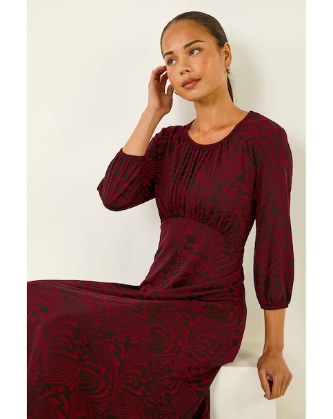 New In - Roman Petite Abstract Swirl Midi Dress