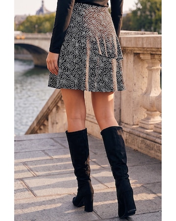 Roman Floral Jersey Stretch Skater Skirt