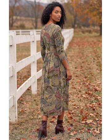 Roman Paisley Print Stretch Midi Dress