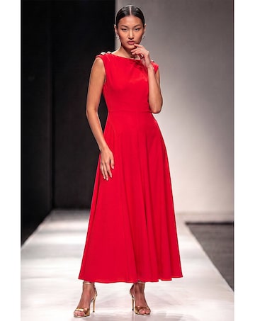 Roman Metal Work Crepe Midi Dress
