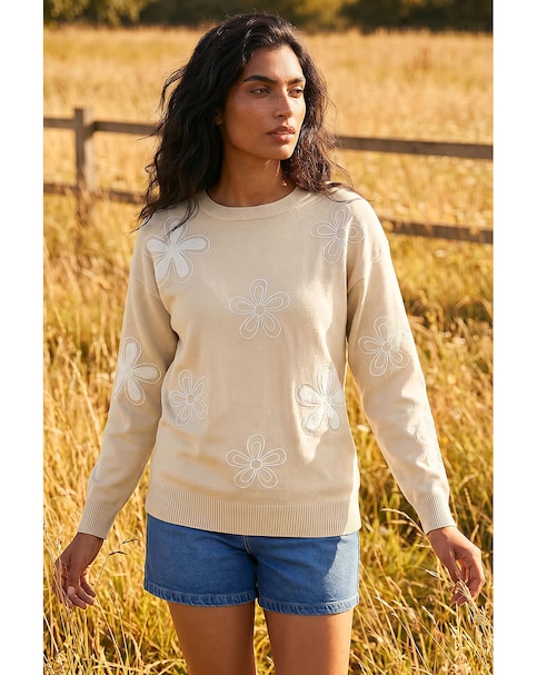 New In - Roman Soft Floral Embroidered Jumper