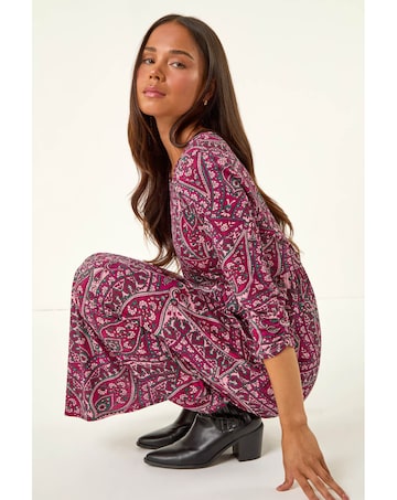 Roman Petite Paisley Pocket Midi Dress