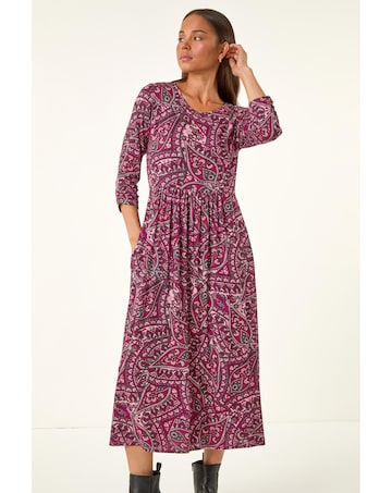 Roman Petite Paisley Pocket Midi Dress