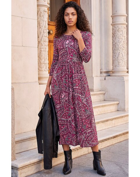Roman Petite Paisley Pocket Midi Dress