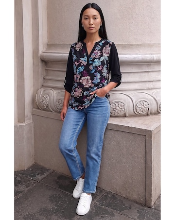 Roman Floral Puff Print Stretch Shirt