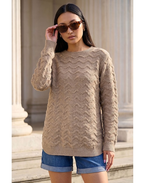 New In - Roman Shimmer Curved Hem Jumper
