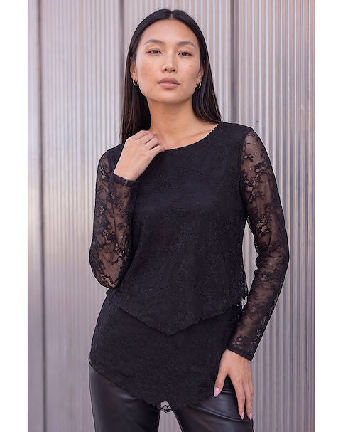 New In - Roman Lace Layered Hem Top