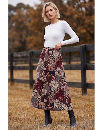 Roman Floral Paisley Print Skirt