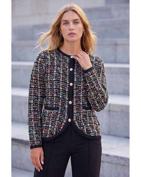 New In - Roman Sparkle Tweed Knit Cardigan