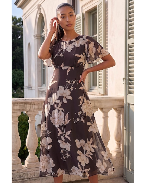 New In - Roman Petite Floral Print Chiffon Dress