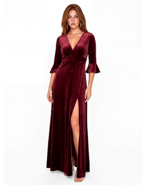 New In - Maya Deluxe V Neck Velvet Maxi Dress
