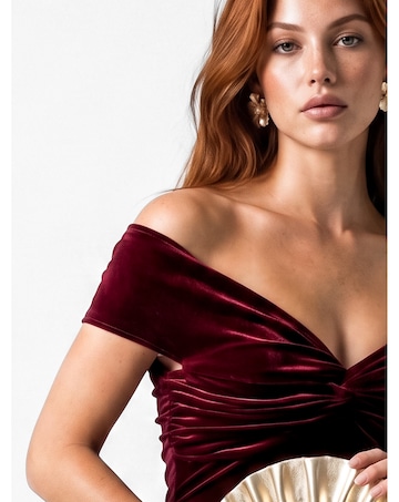Maya Deluxe Bardot Velvet Maxi Dress