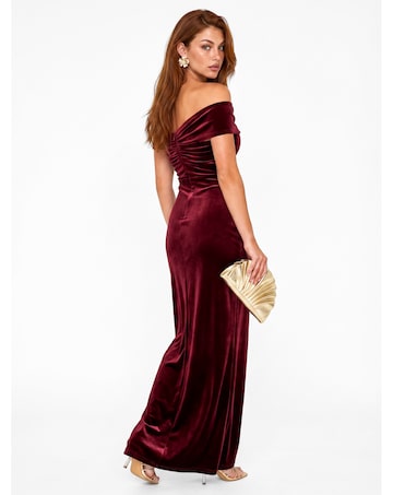 Maya Deluxe Bardot Velvet Maxi Dress