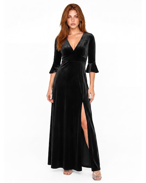 New In - Maya Deluxe V Neck Velvet Maxi Dress