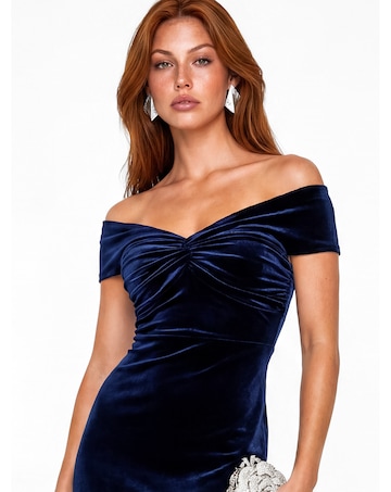 Maya Deluxe Bardot Velvet Maxi Dress