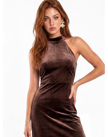 Maya Deluxe Velvet Halter Neck Dress