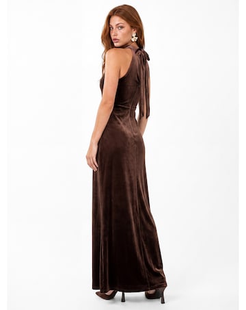 Maya Deluxe Velvet Halter Neck Dress