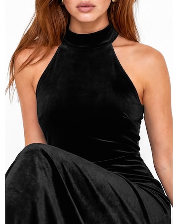 Maya Deluxe Velvet Halter Neck Dress