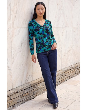 Roman Printed V-Neck Stretch Top