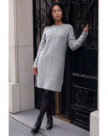 Roman Petite Knitted Pintuck Shift Dress