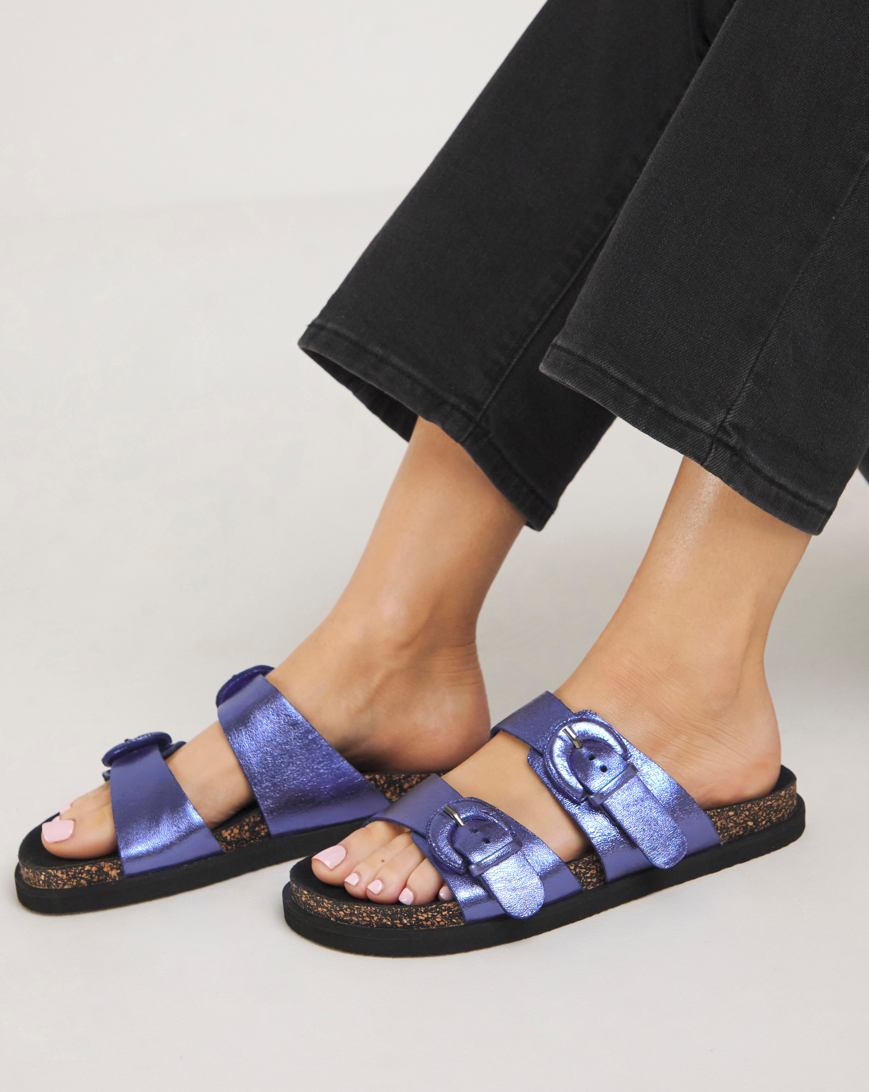 Alisha Double Buckle Footbed Sandal Wide
