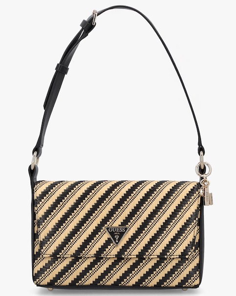 Guess Simona Woven Black Shoulder Bag