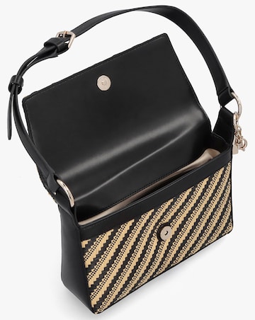 Guess Simona Woven Black Shoulder Bag