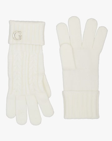 Guess Cream Knitted G Logo Gloves