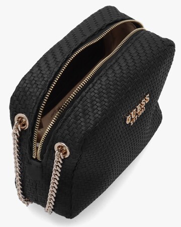 Guess Mirema Small Black Woven Cross-Body Camera Bag