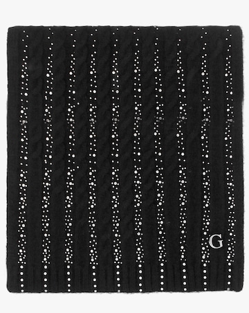 Guess Black Knitted G Logo Diamante Scarf