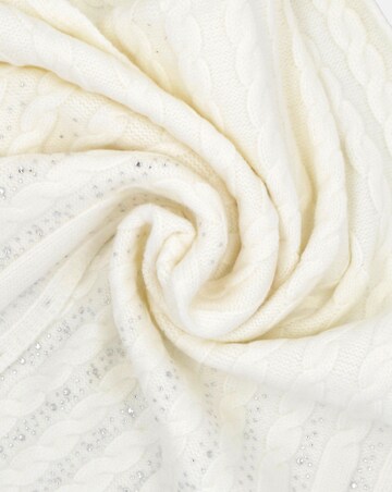 Guess Cream Knitted Logo Diamante Scarf