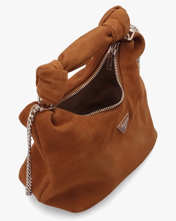 Guess Isotta Small Cognac Suede Hobo Bag