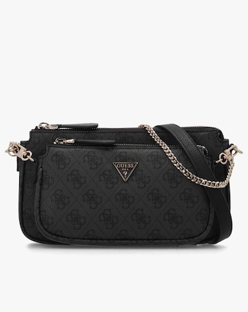 Guess Noelle Double Pouch Coal Logo Cross-Body Bag