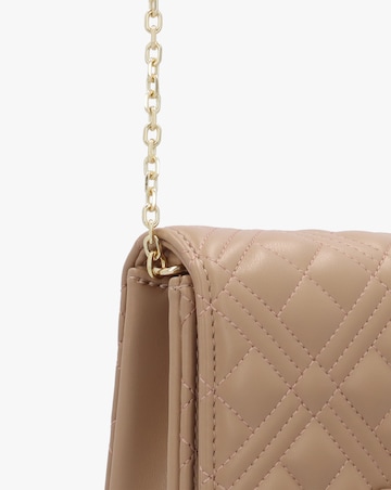 Love Moschino Diamond Quilt Flapover Beige Cross-Body Bag