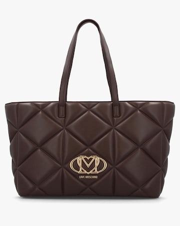 Love Moschino Heart Logo Quilted Pillow Chocolate Shopper Bag