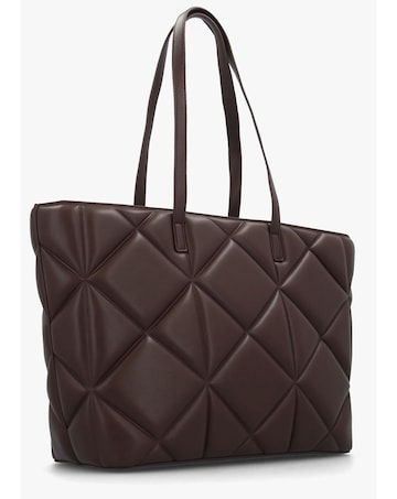 Love Moschino Heart Logo Quilted Pillow Chocolate Shopper Bag