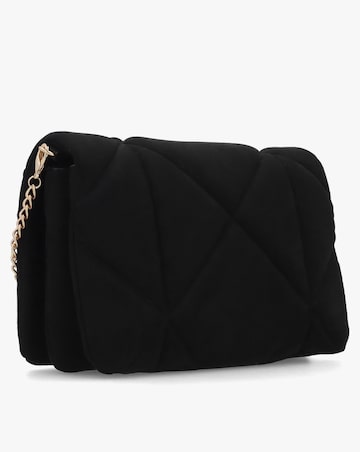 Love Moschino Heart Logo Quilted Pillow Velour Black Cross Body Bag