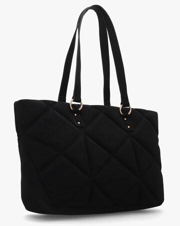 Love Moschino Heart Logo Quilted Pillow Velour Black Shopper Bag