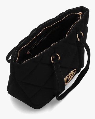 Love Moschino Heart Logo Quilted Pillow Velour Black Shopper Bag