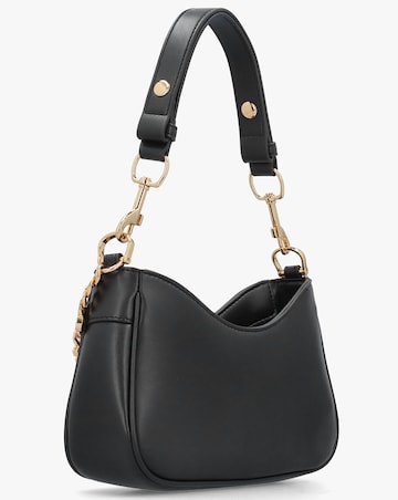 Love Moschino Chain Logo Black Leather Shoulder Bag