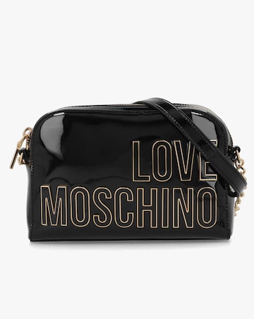 Love Moschino Enameled Logo Black Cross-Body Bag