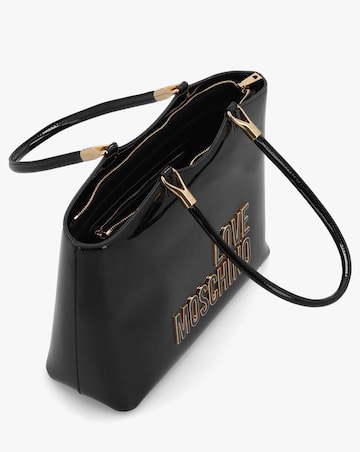 Love Moschino Enameled Logo Black Tote Bag