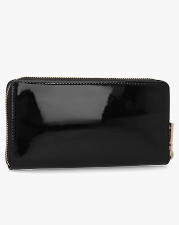 Love Moschino Enameled Logo Black Zip Around Purse