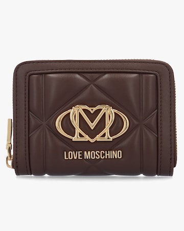 Love Moschino Heart Logo Quilted Pillow Chocolate Purse