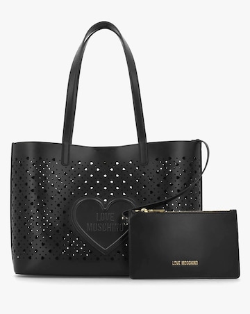 Love Moschino Heart Basket Black Tote Bag
