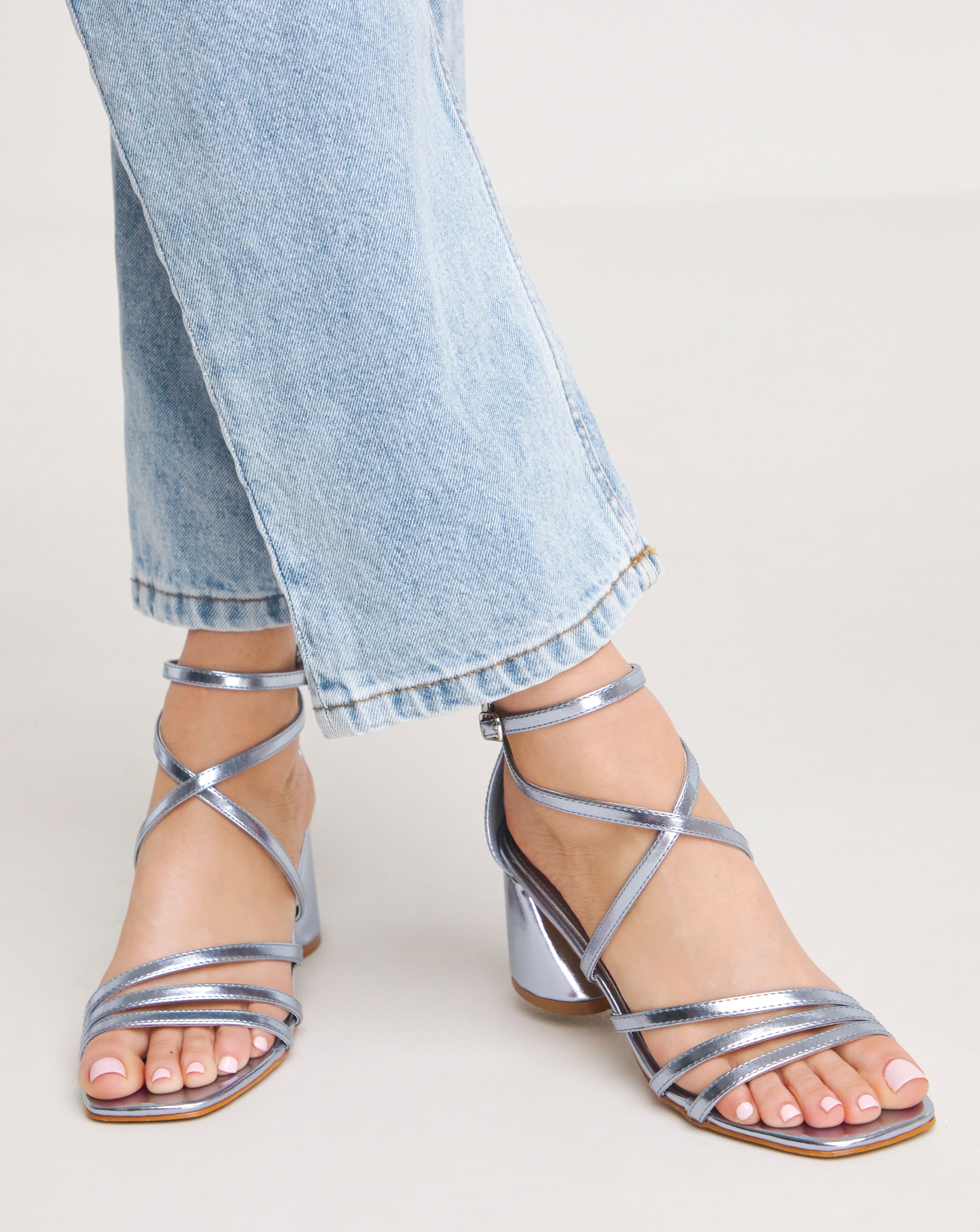 Cross Over Front Heeled Sandal Wide