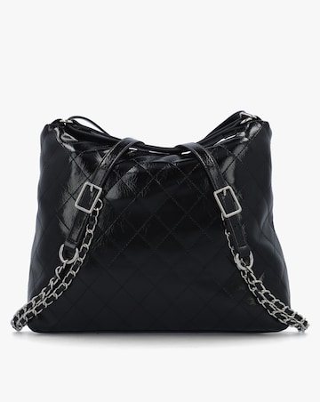 Valentino Bags Wakanda Diamond Quilt Gloss Black Hobo Backpack