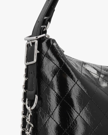 Valentino Bags Wakanda Diamond Quilt Gloss Black Hobo Backpack