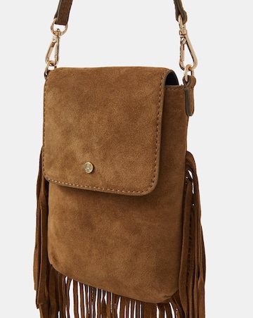Accessorize Fringe Suede Phone Bag